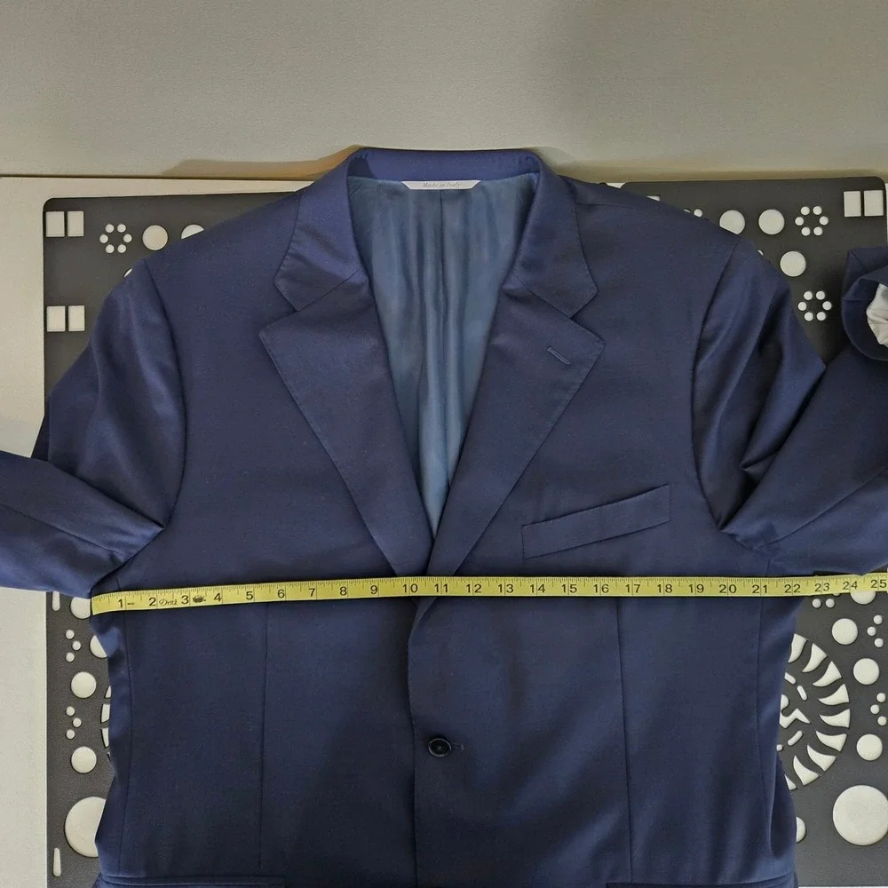Canali Wool Blazer Suit Jacket Coat Navy Blue | US 44 | SMALL HOLE | FLAWS